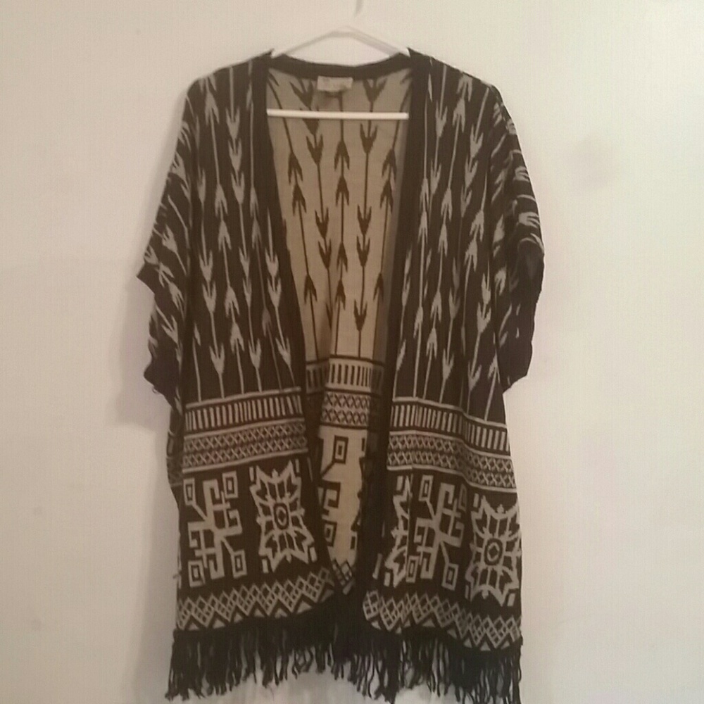 Navy blue throw over sweater