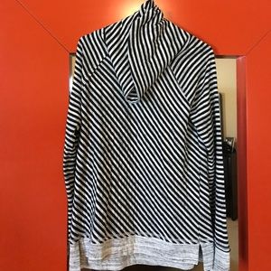 Caslon Black/Gray Striped Mock-Neck Pullover