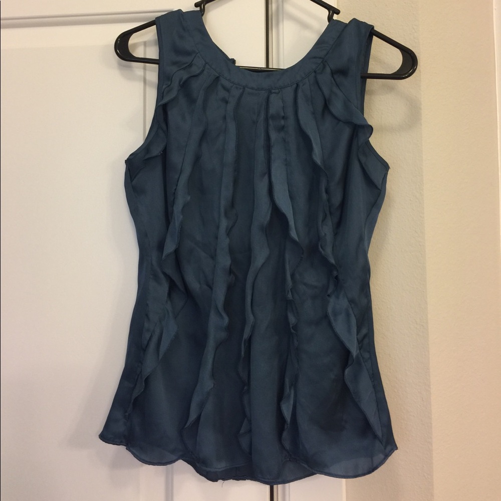 Kenar Dark Blue Satin Sleeveless Top size Small