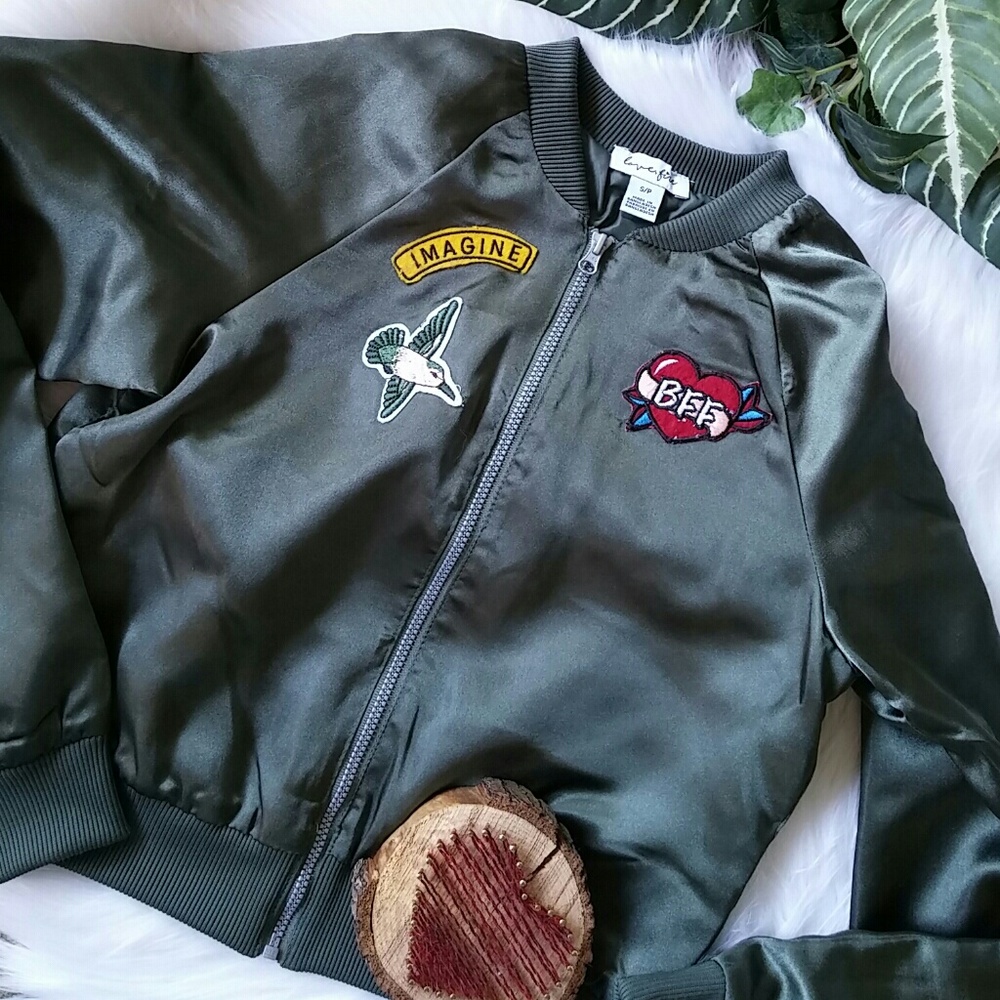 Little girls olive green bomber jacket