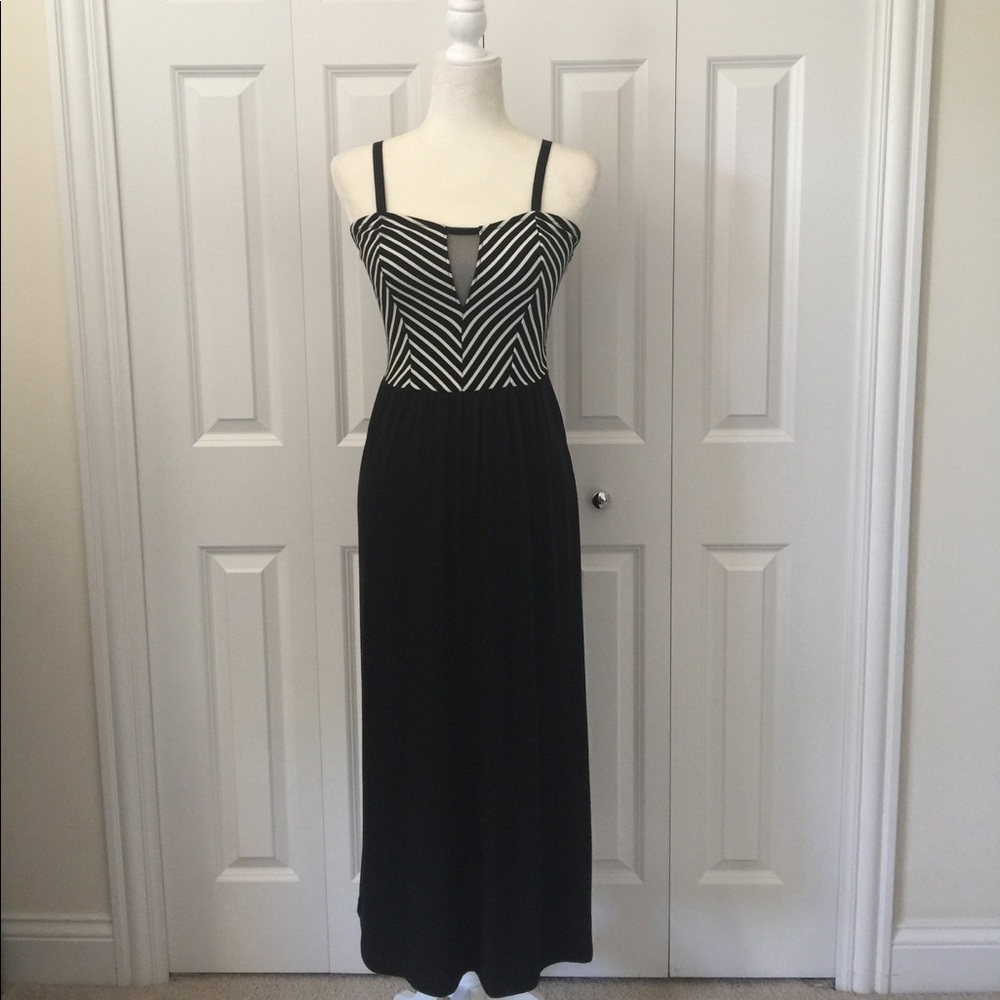 Black and White Peek-a-Boo Maxi Dress