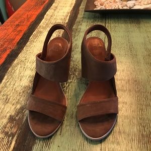 Brown suede shoes 3 1/2 inch heels