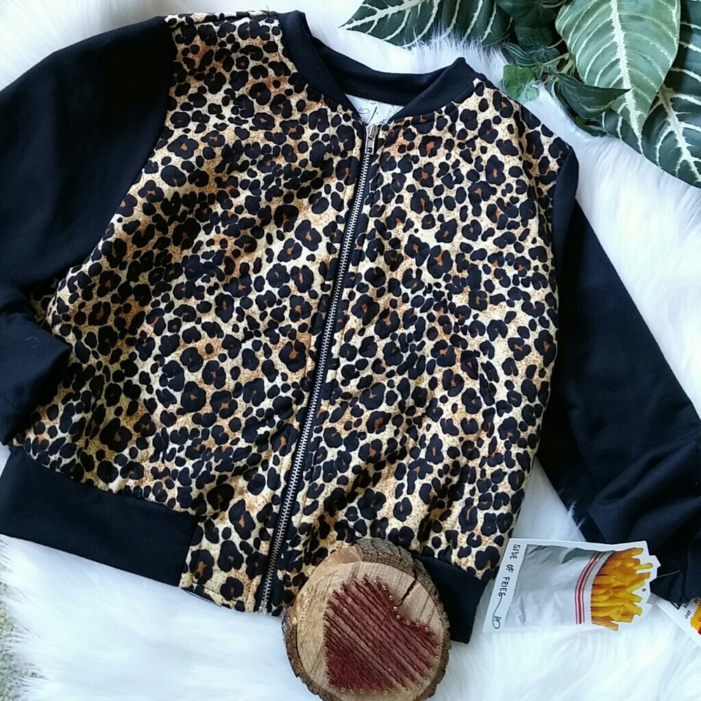 Little girls leopard bomber Lake jacket
