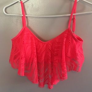 Detailed Coral Bathing Suit Top