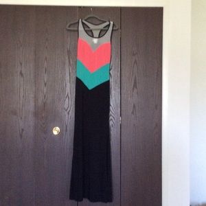 Mesh multi color maxi dress