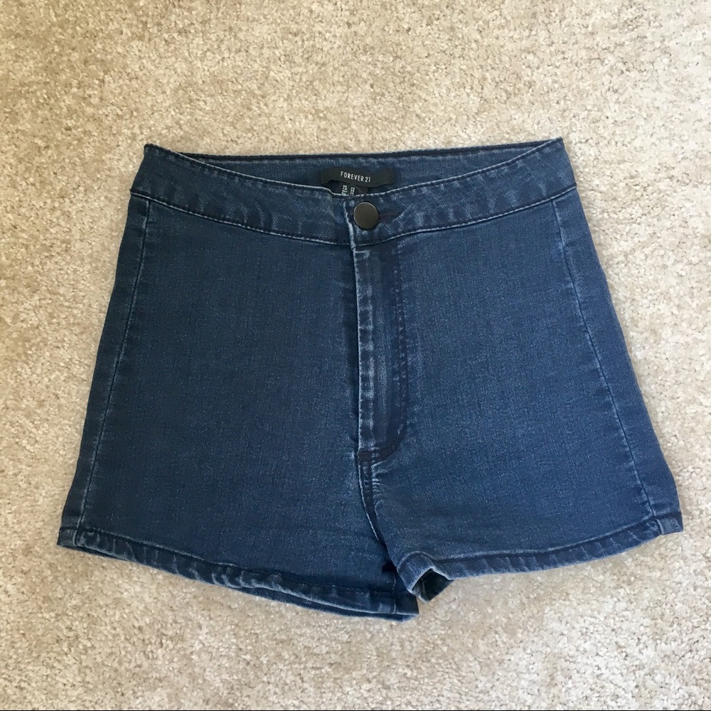 Forever 21 Dark Wash High Waisted Jean Shorts