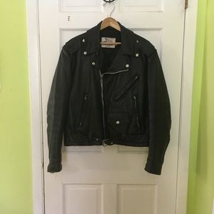 Unisex Black Leather Moto Jacket