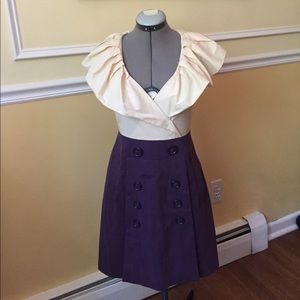 BCBG cream and purple twofer dress