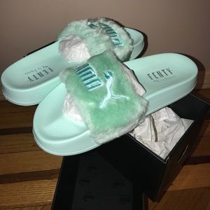 Fenty Puma Fur Slides (Turquoise)