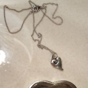 Heart necklace and heart-shaped box