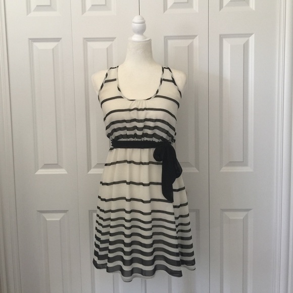 Black and White Striped Tank Dress - Picture 1 of 8