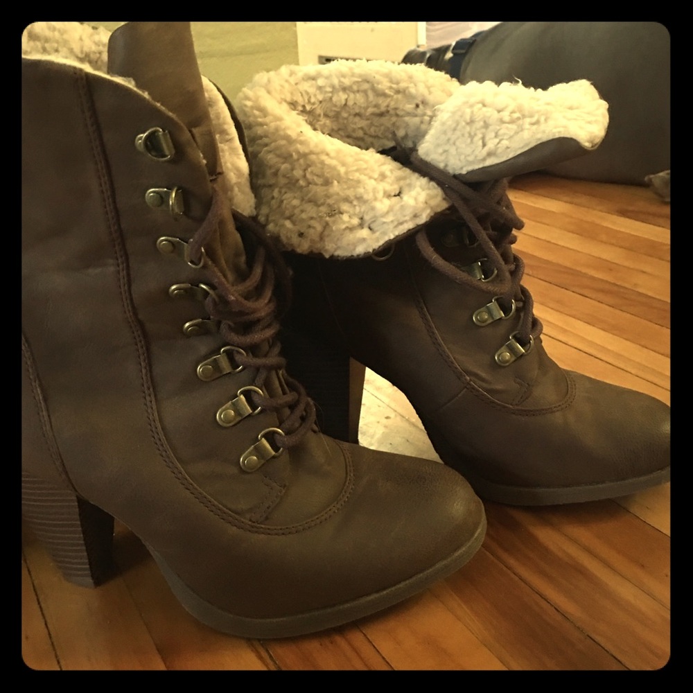 Brown heeled boots