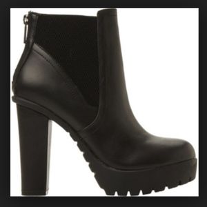 Steve Madden Black Chunky Cleated Ankle Boots