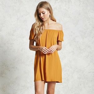 Forever 21 Gold Off-Shoulder Dress