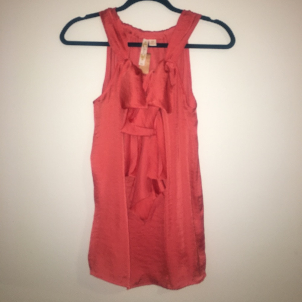 Coral top with ruffles. NWT!!