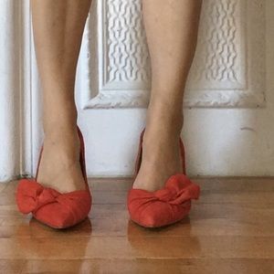 Suede Bow Kitten Heels