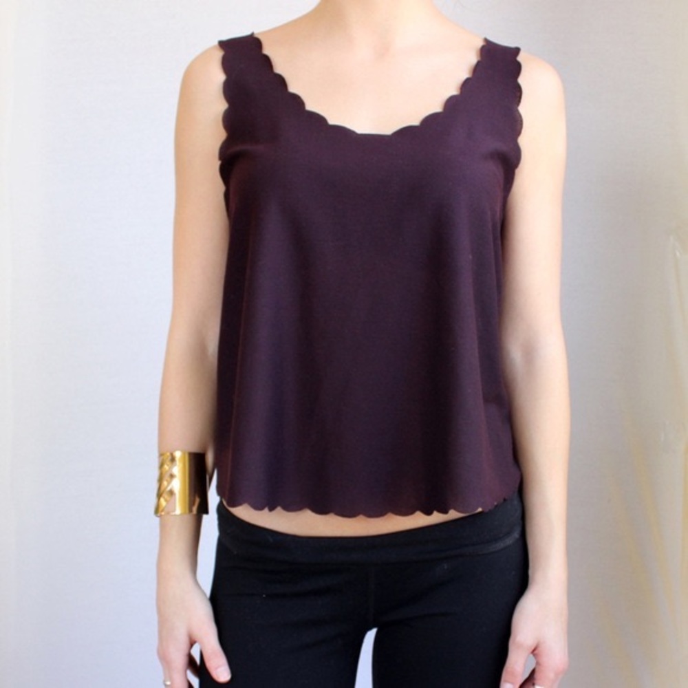 Topshop Cream Scallop Tank Top