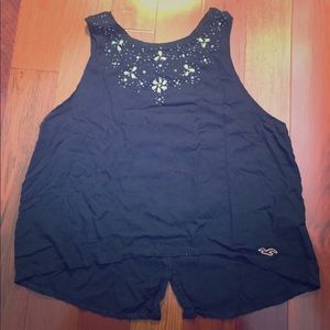 Embellished Hollister Navy Cotton Tank