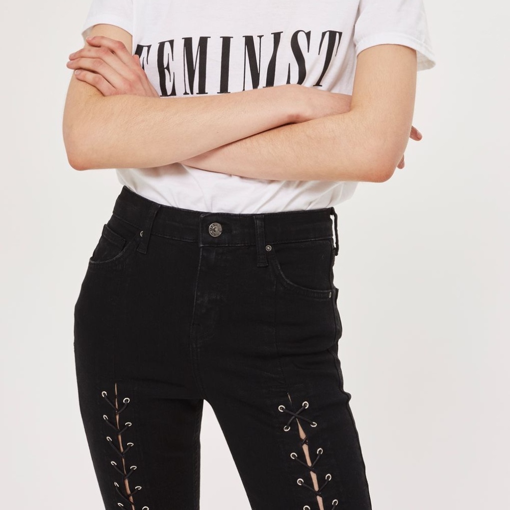 Topshop Moto Front Lace Jamie Jeans Petite