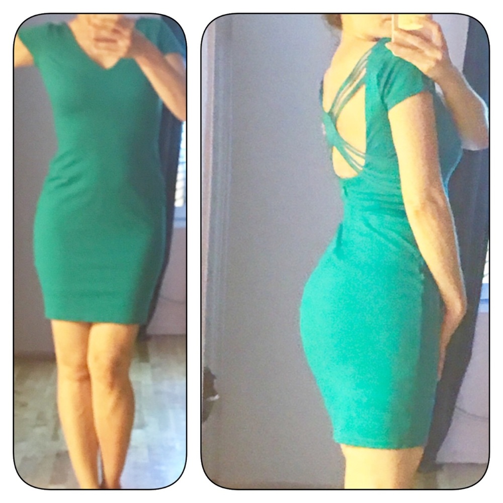 Bebe Green Dress with back straps
