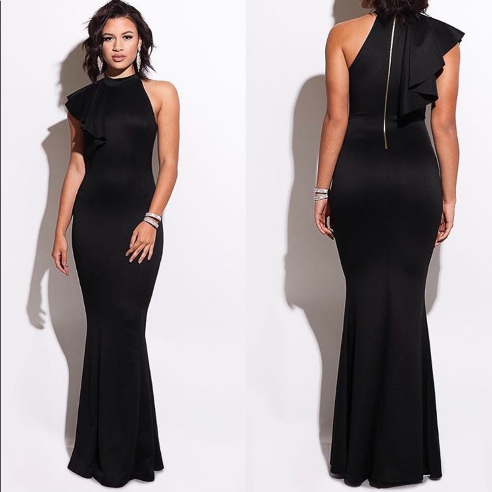 Black, one shoulder, formal dress
