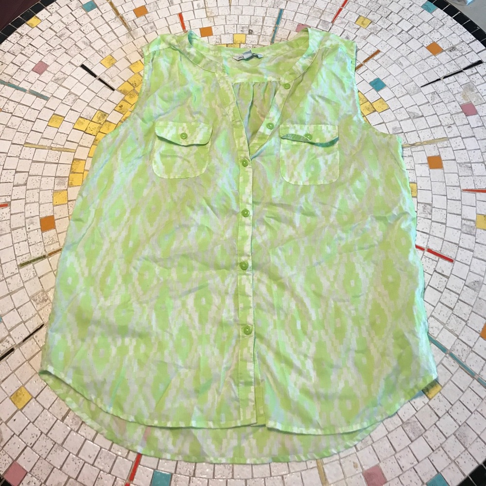 Lime Green Aztec Print Top