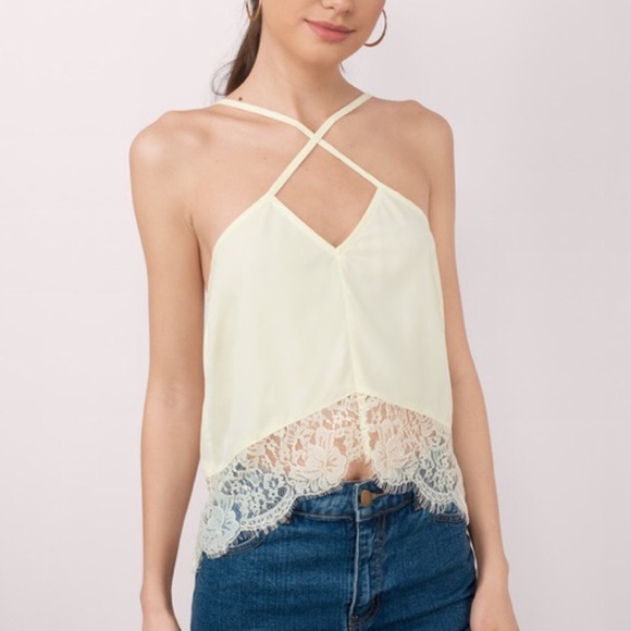Tobi Tops - NWT Tobi Cream Criss Cross Lace Tank Top