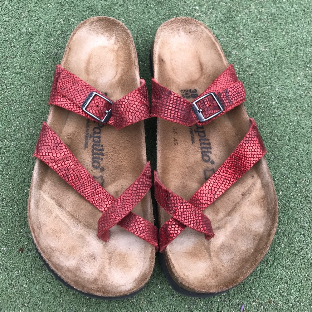 Birkenstock Papillio Red Snake Skin Leather 38 Reg