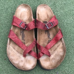 Birkenstock Papillio Red Snake Skin Leather 38 Reg