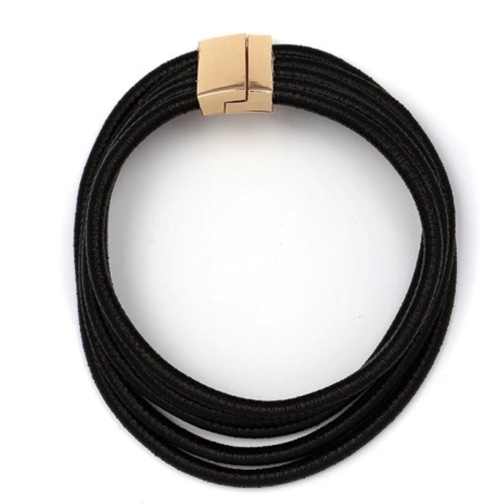 Gold, Rose or Black 5 Ring Collar Statement Choker - Picture 5 of 8