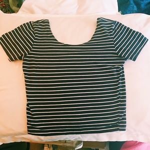 Garage Navy and White Striped Crop Top
