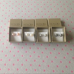 NWOT Set of 4 Honora Certified Pearl Earrings.