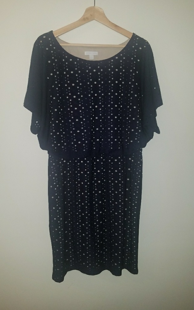NY & Co Navy Blue Eyelet Dress