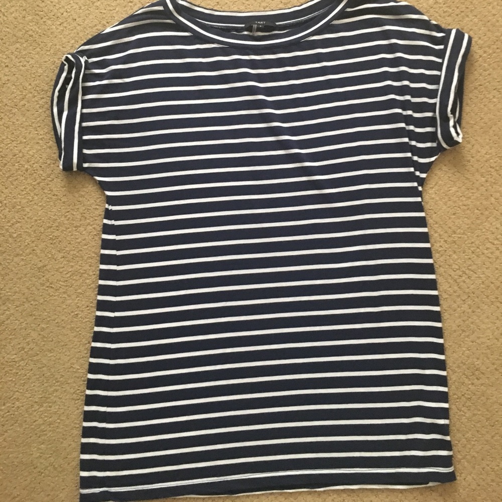 Navy and white striped shirt