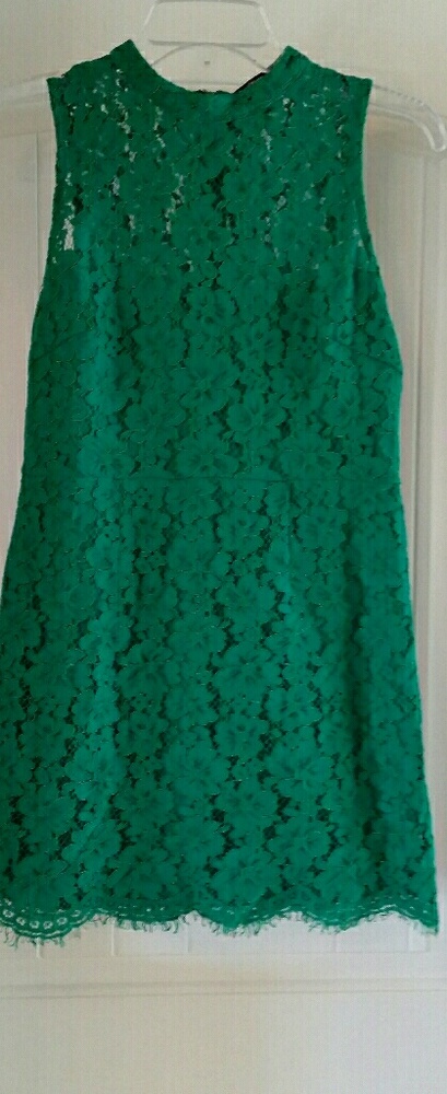 Emerald green full lace fitted mini dress