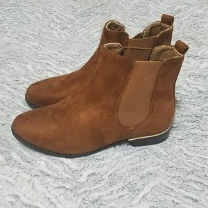Camel Faux Suede Chelsea Booties