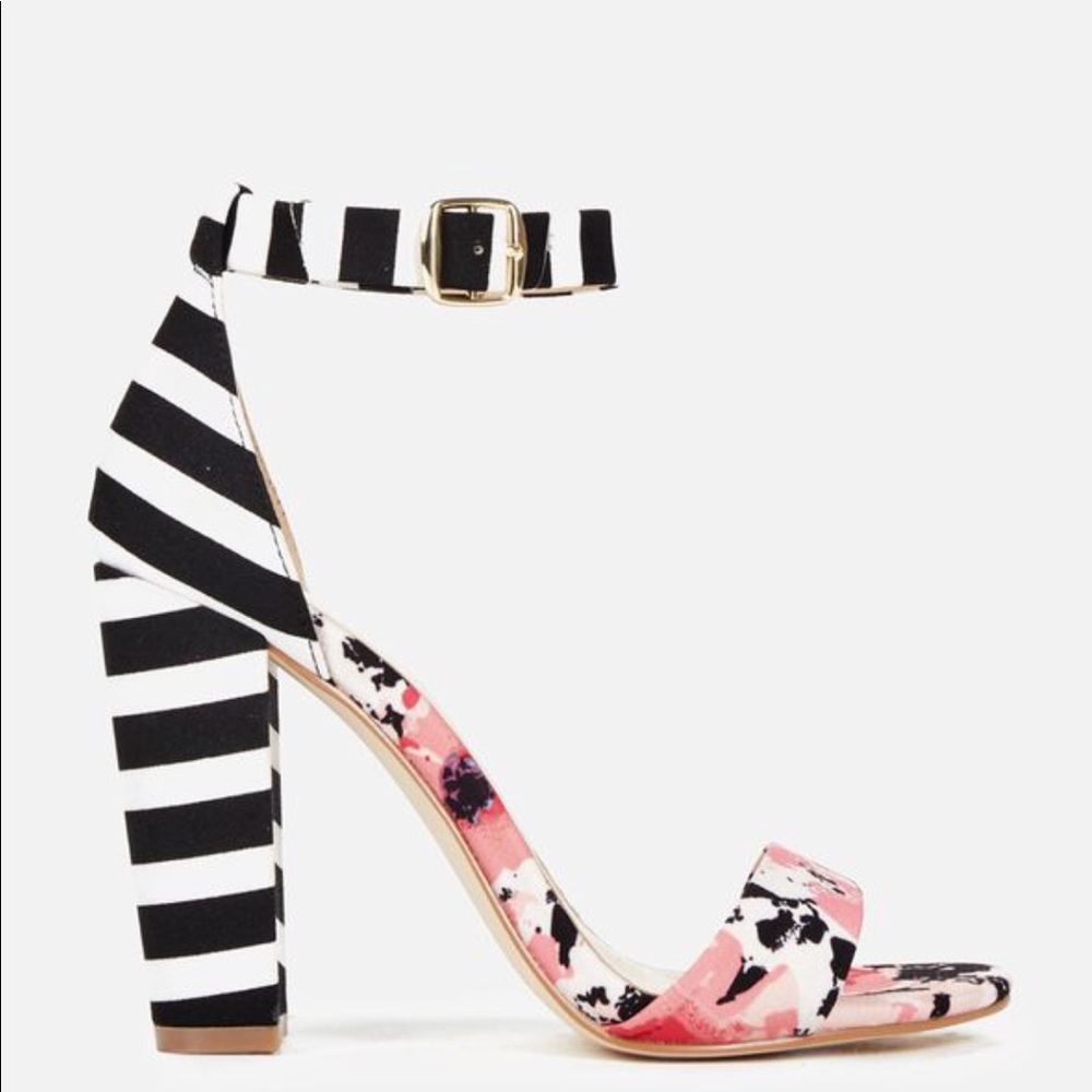Just Fab striped/Floral block heel