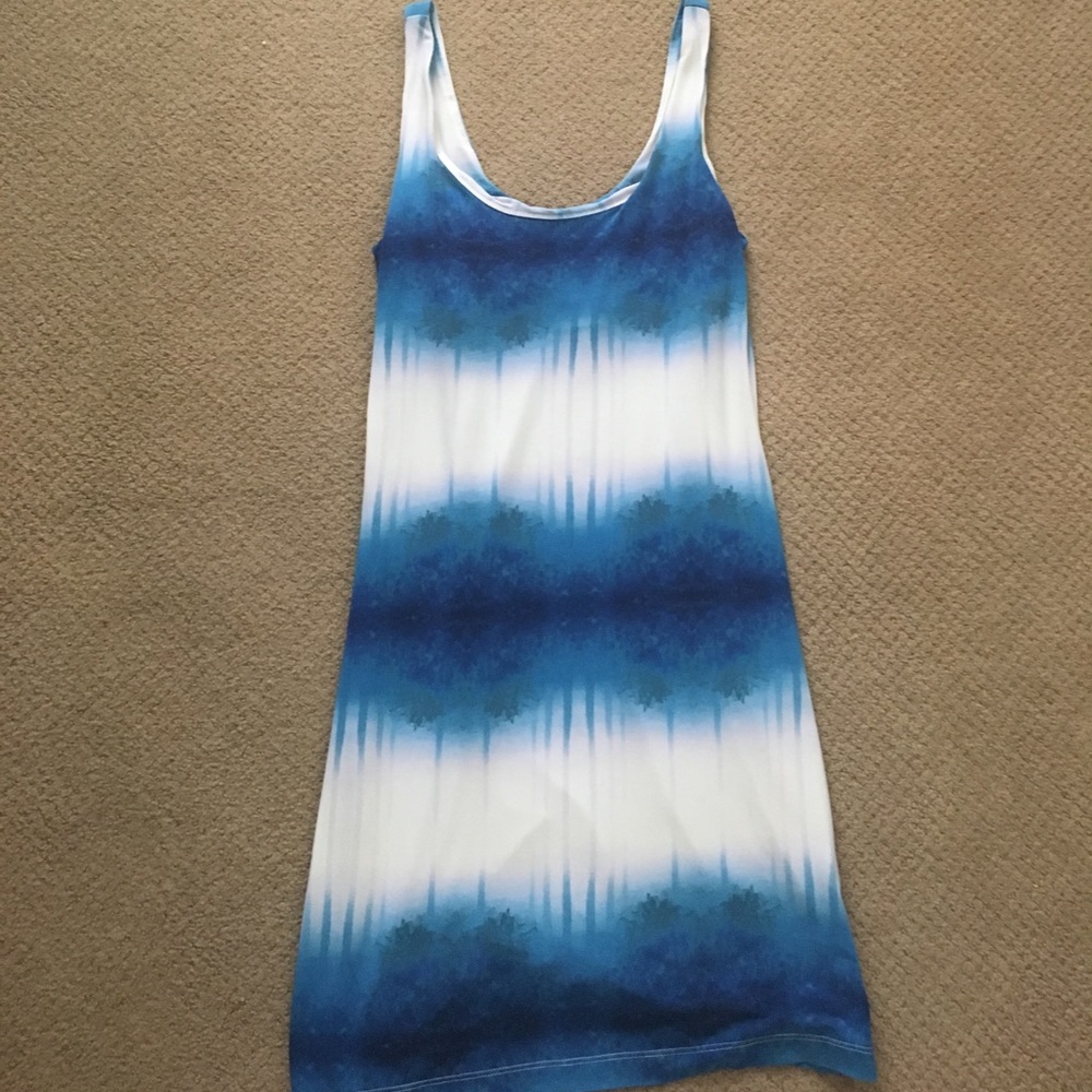 Blue and white tropical dress