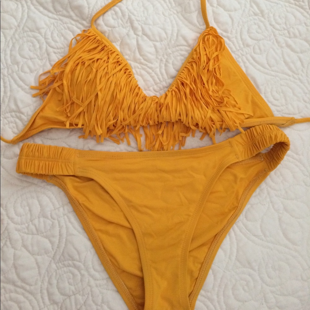 LA SPACE fringe bikini top and bottom