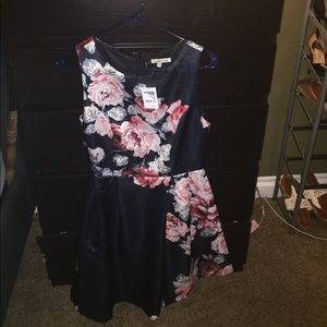 Navy Blue floral print dress