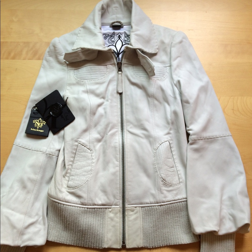 Mackage light gray leather jacket. S/P