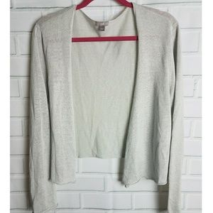J. Jill gray open front linen cardigan rolled hem