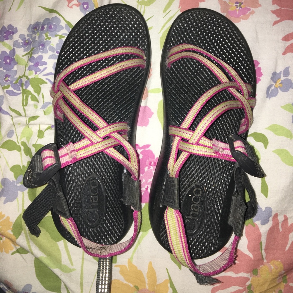 Pink & green Chacos!