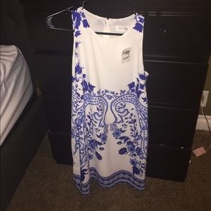 White and navy dress