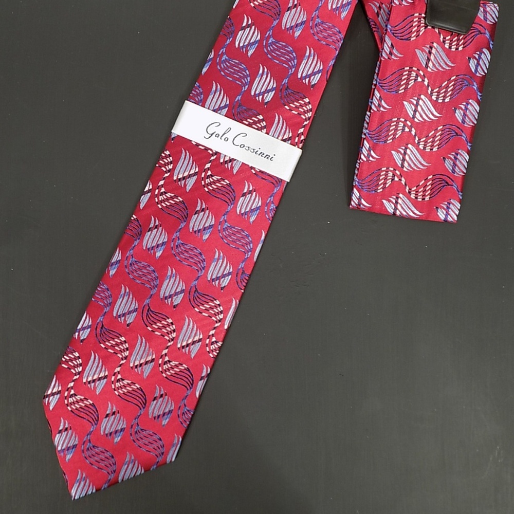 NWT 100% Silk Handmade Tie and Hankie Set Cossinni