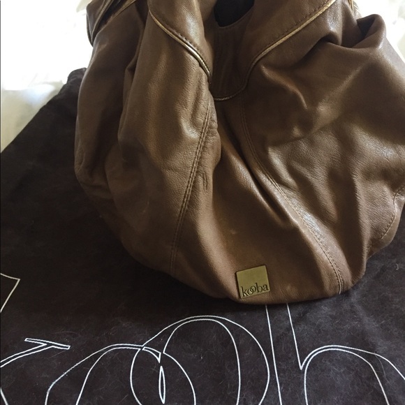 RARE Kooba Carly Handbag Mocha with Metallic Trim - Picture 6 of 8