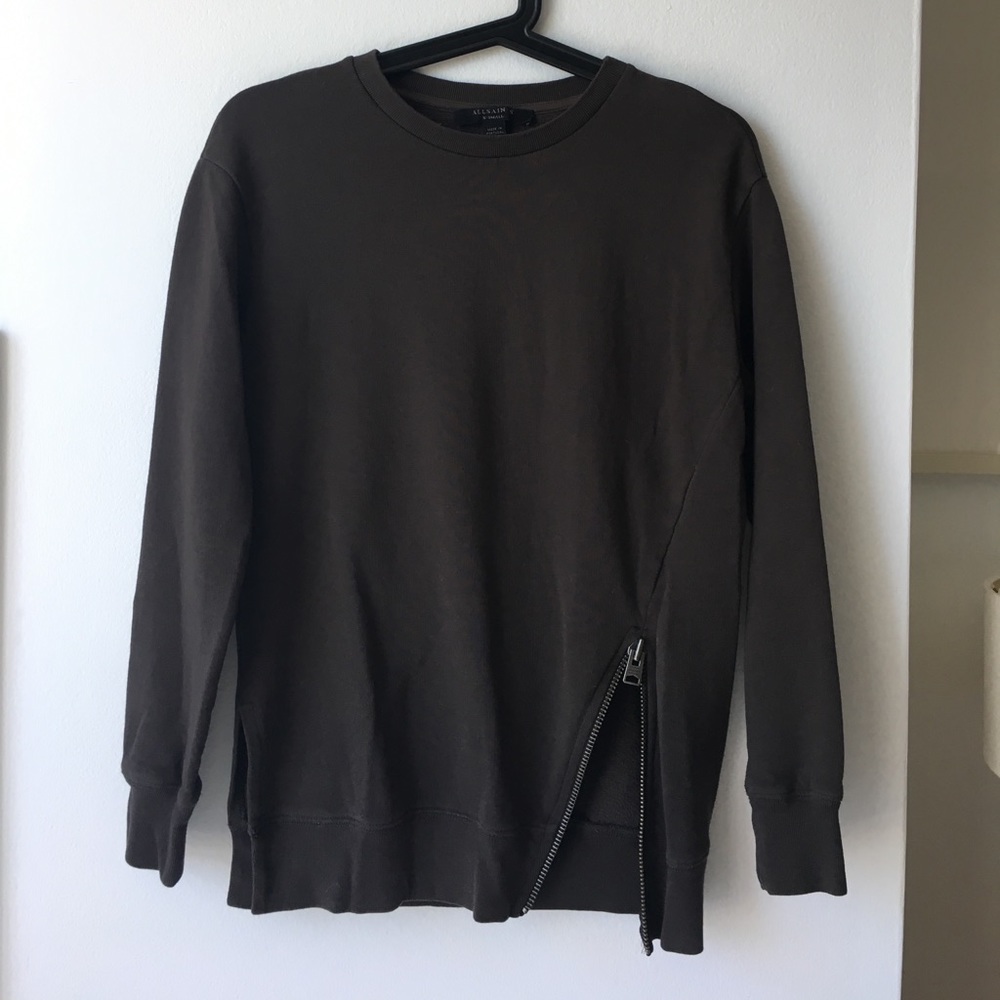 ALL SAINTS Brown Cotton Drop Sleeve Sweatshirt
