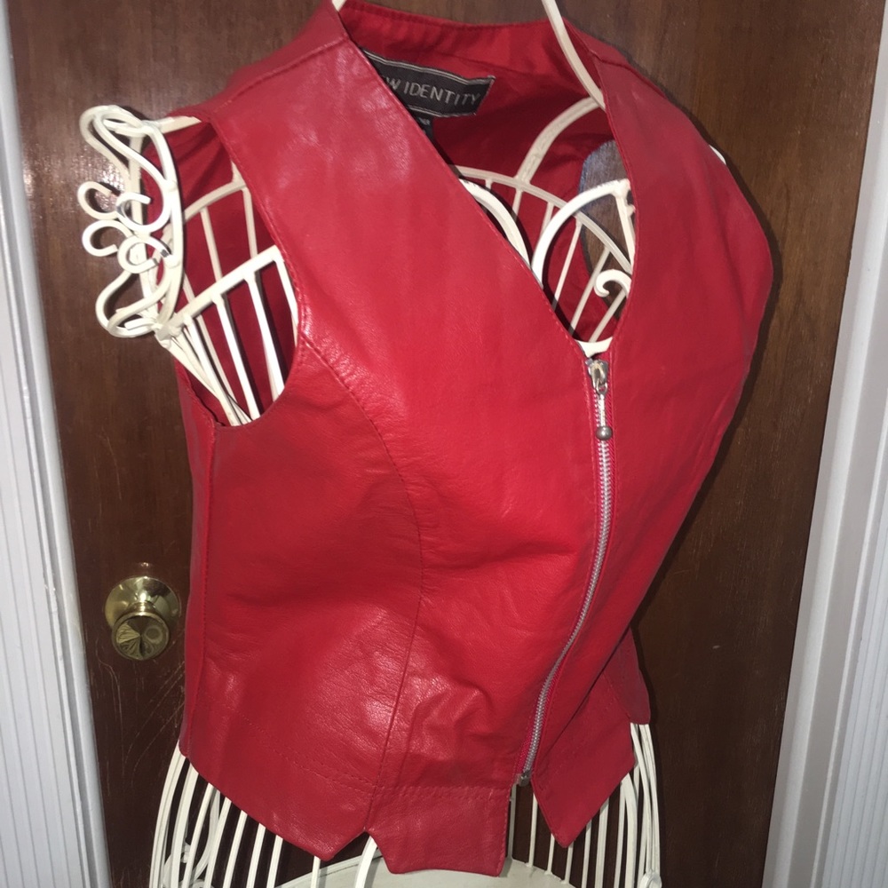 New identity small red leather vest.  Like new