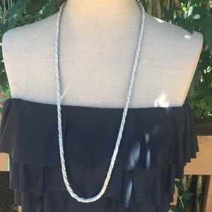 Braided silver tone necklace