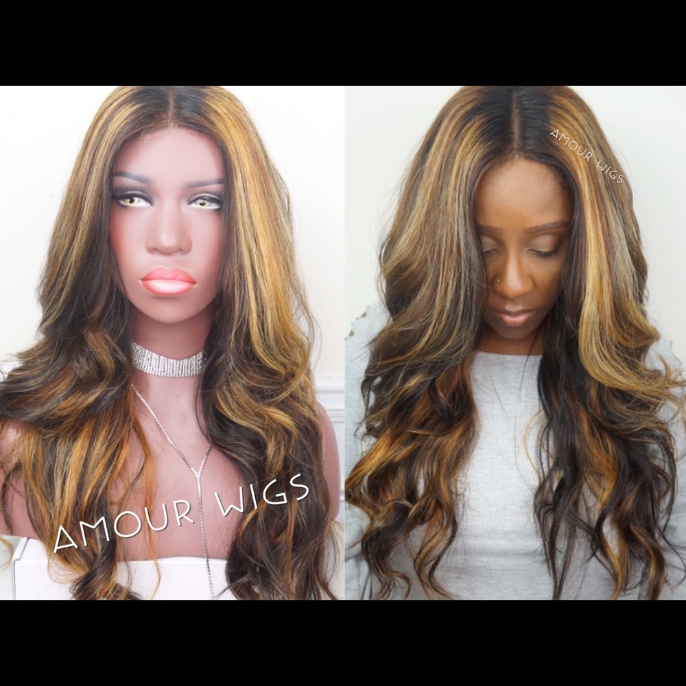 Brazilian Wave Blonde Highlights Lace Closure Wig
